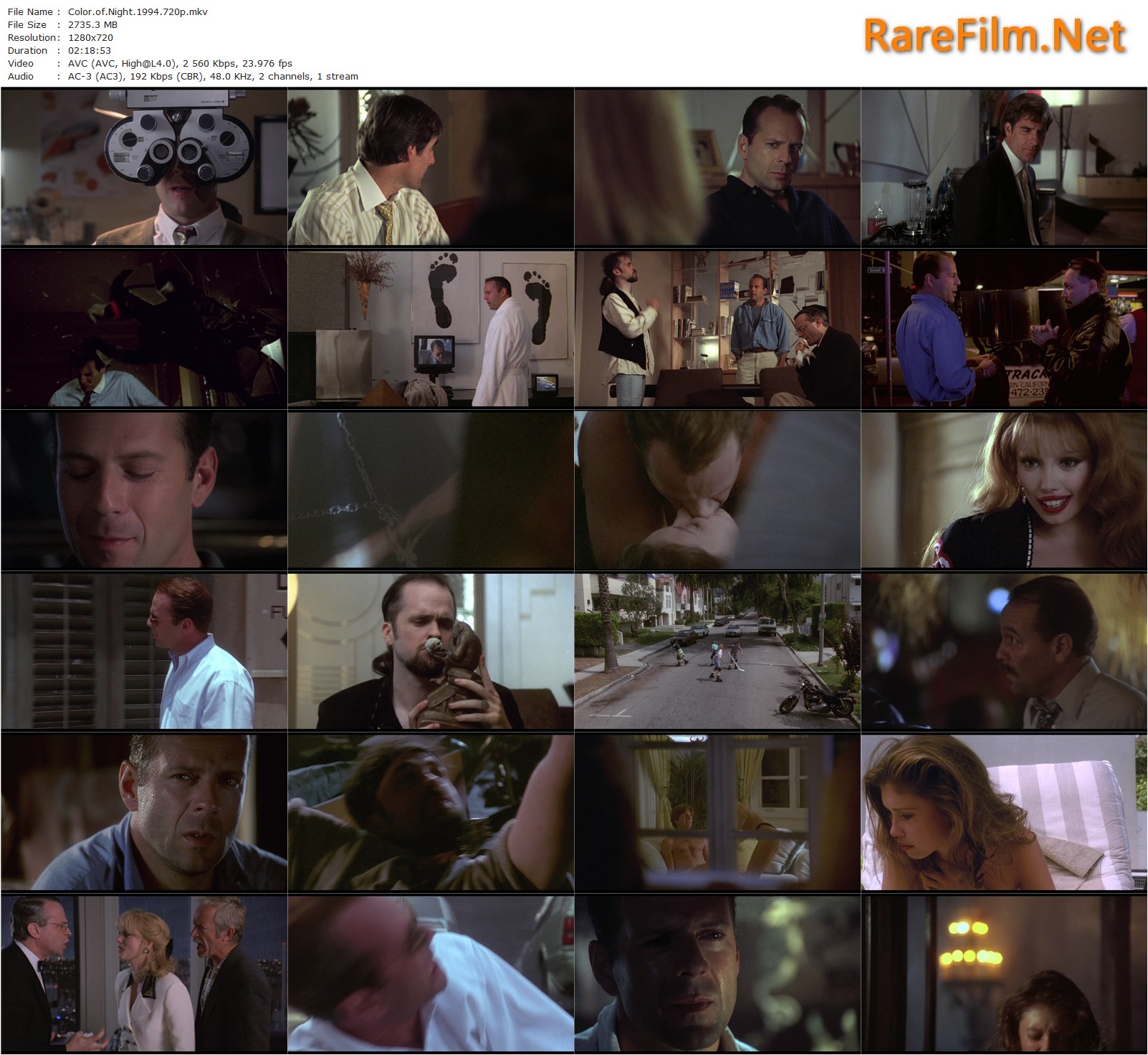 Color of Night (1994) Richard Rush, Bruce Willis, Jane March, Rubén Blades.