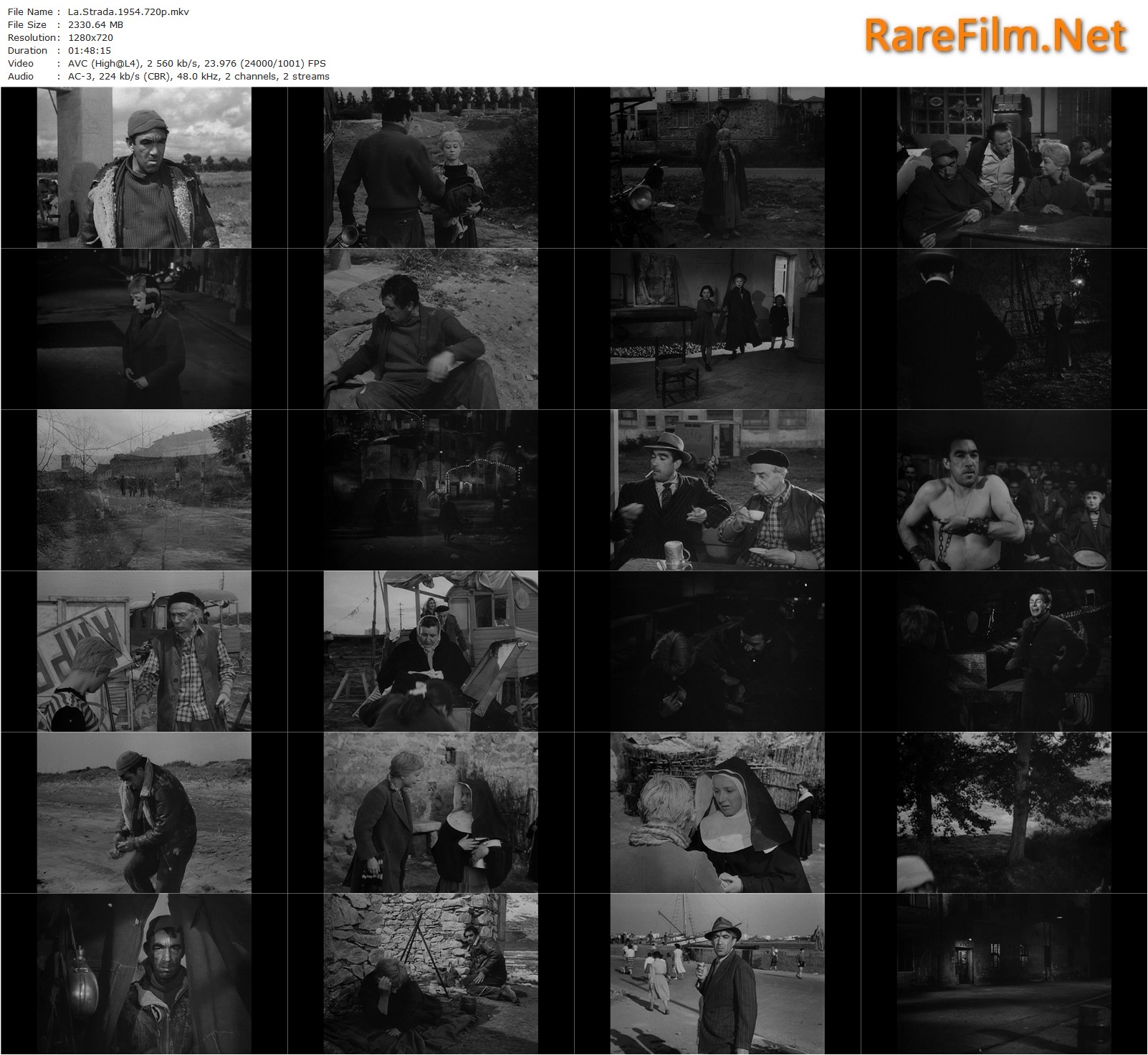 La Strada 1954 Federico Fellini Anthony Quinn Giulietta Masina Richard Basehart Rarefilm